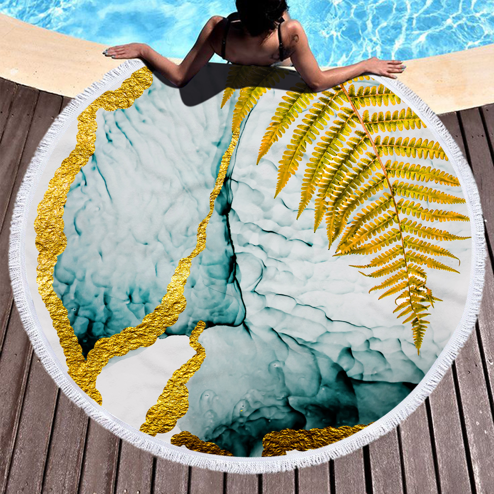 Gilded Style Rock Printed Round Beach Towel 3 Gilded Style Rock Printed Round Beach Towel 2