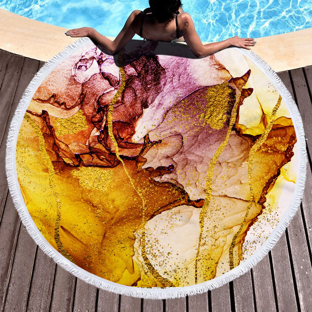 Gilded Style Rock Printed Round Beach Towel 22 Gilded Style Rock Printed Round Beach Towel 21