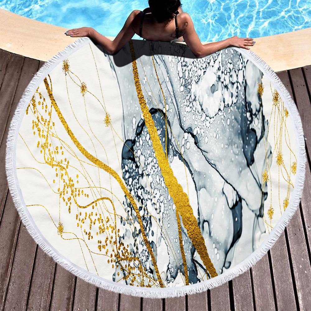 Gilded Style Rock Printed Round Beach Towel 24 Gilded Style Rock Printed Round Beach Towel 23