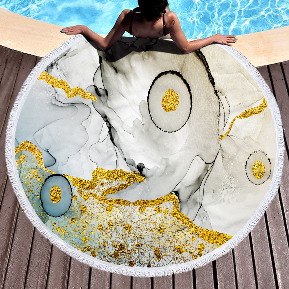 Gilded Style Rock Printed Round Beach Towel 25 Gilded Style Rock Printed Round Beach Towel 24