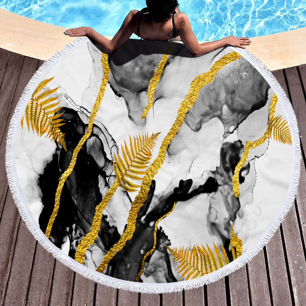Gilded Style Rock Printed Round Beach Towel 5 Gilded Style Rock Printed Round Beach Towel 4