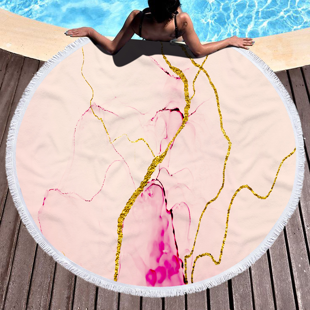 Gilded Style Rock Printed Round Beach Towel 6 Gilded Style Rock Printed Round Beach Towel 5