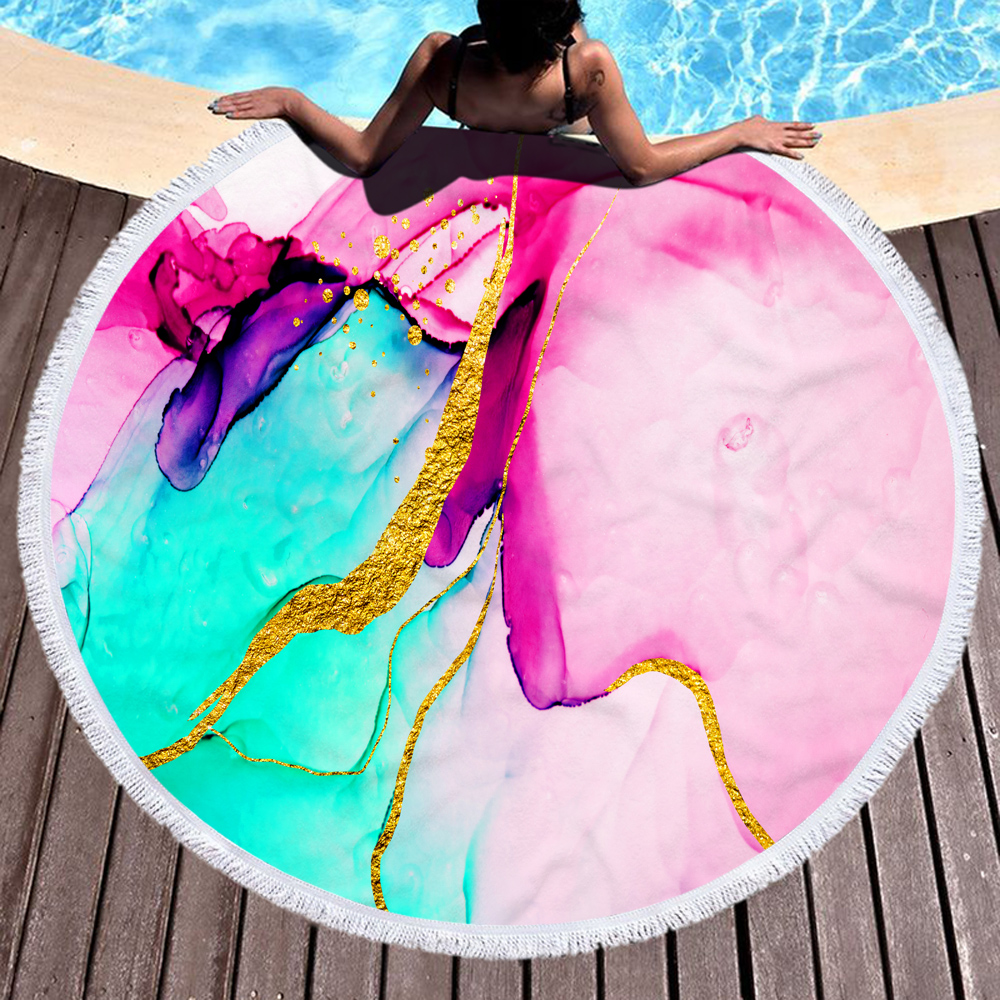 Gilded Style Rock Printed Round Beach Towel 8 Gilded Style Rock Printed Round Beach Towel 7