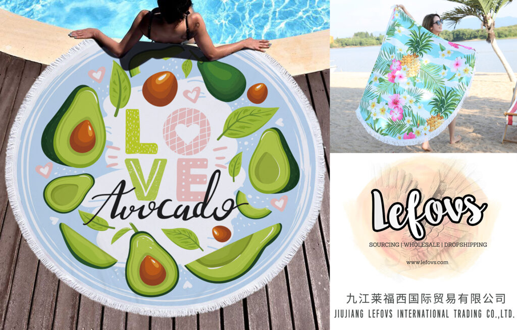 Green Fruit Avocado Round Beach Towel (2)