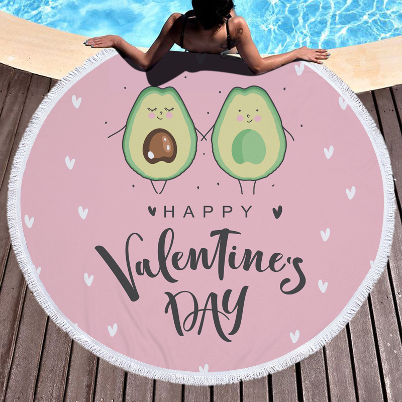 Green Fruit Avocado Round Beach Towel 6