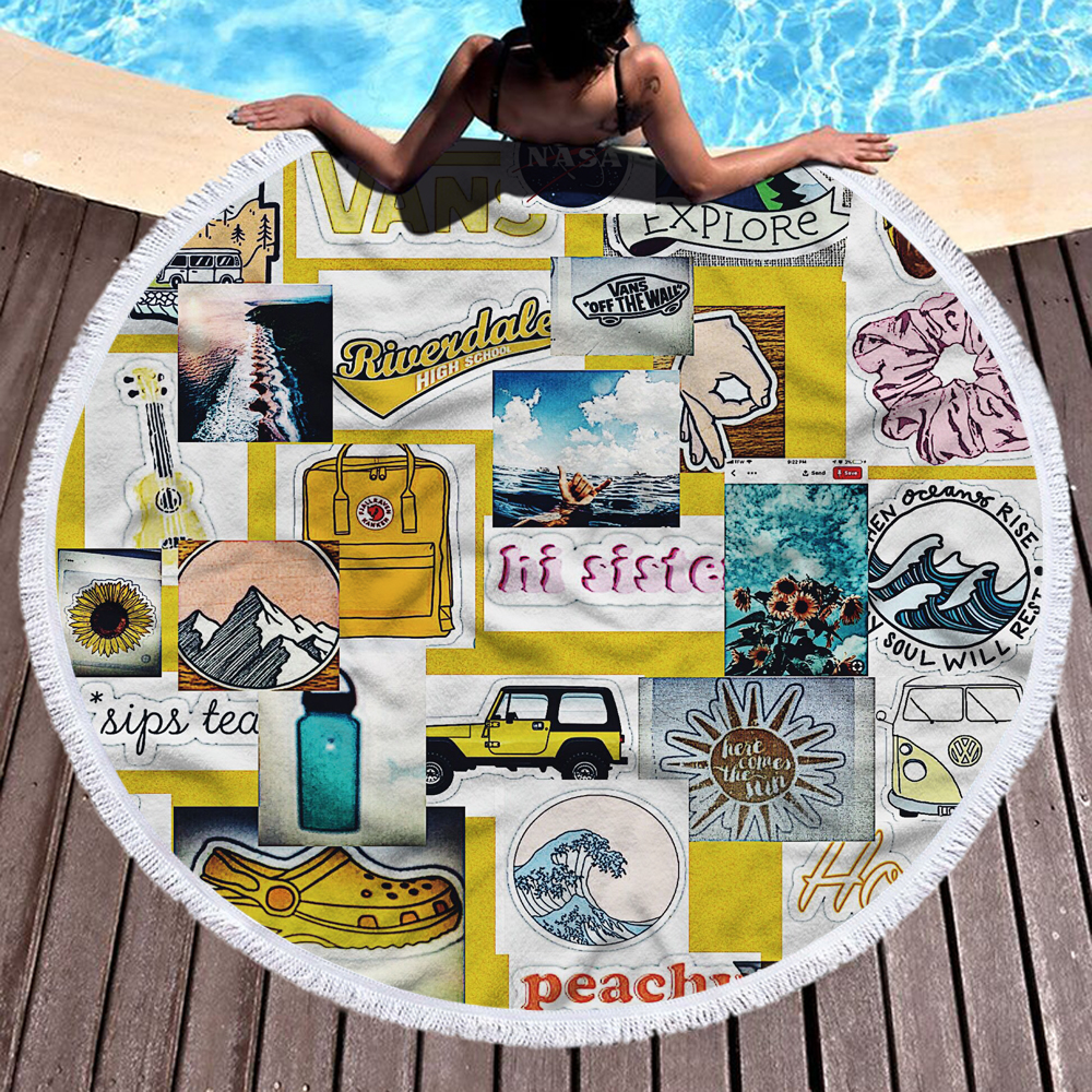 Happy Beach Journey Round Blanket 10
