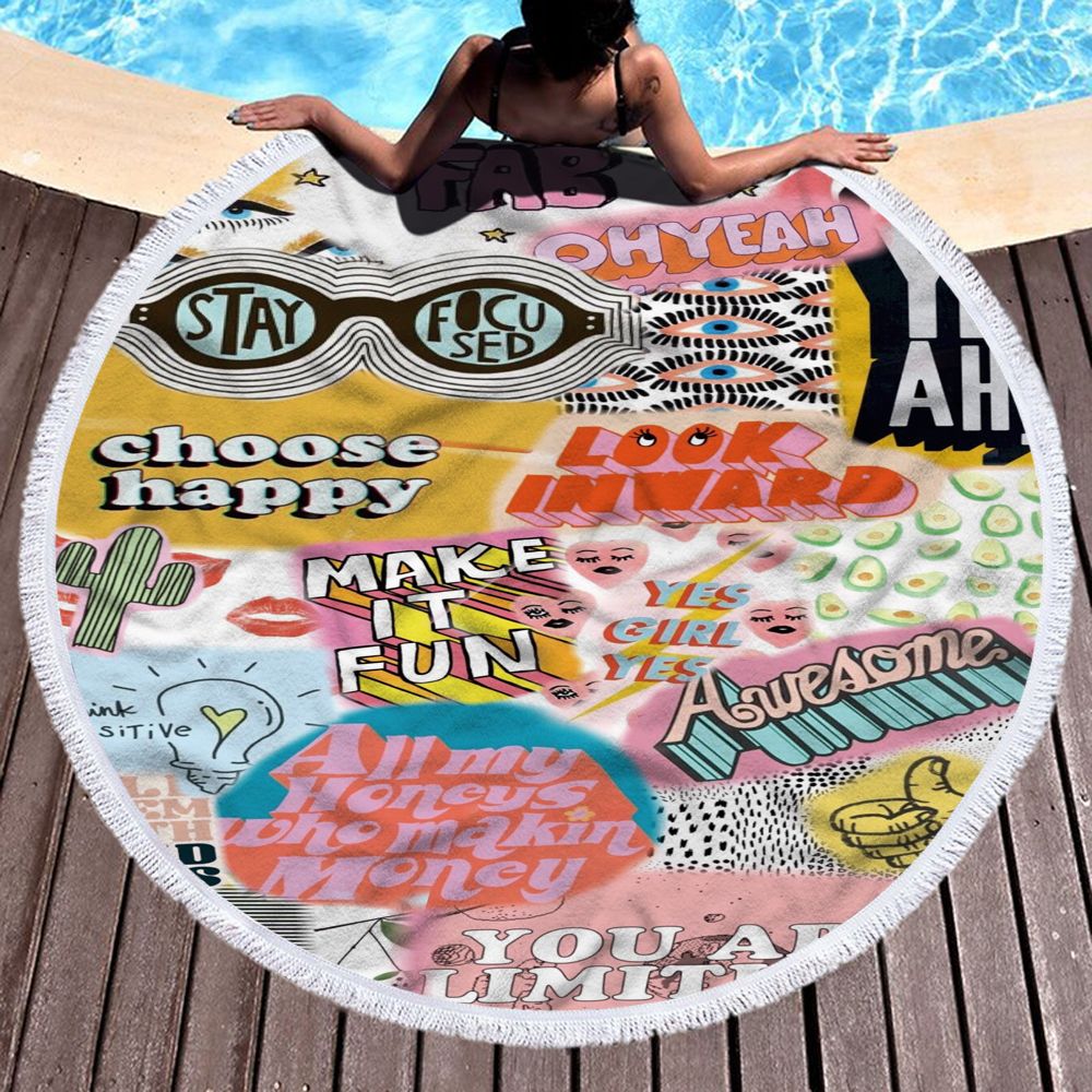 Happy Beach Journey Round Blanket 14