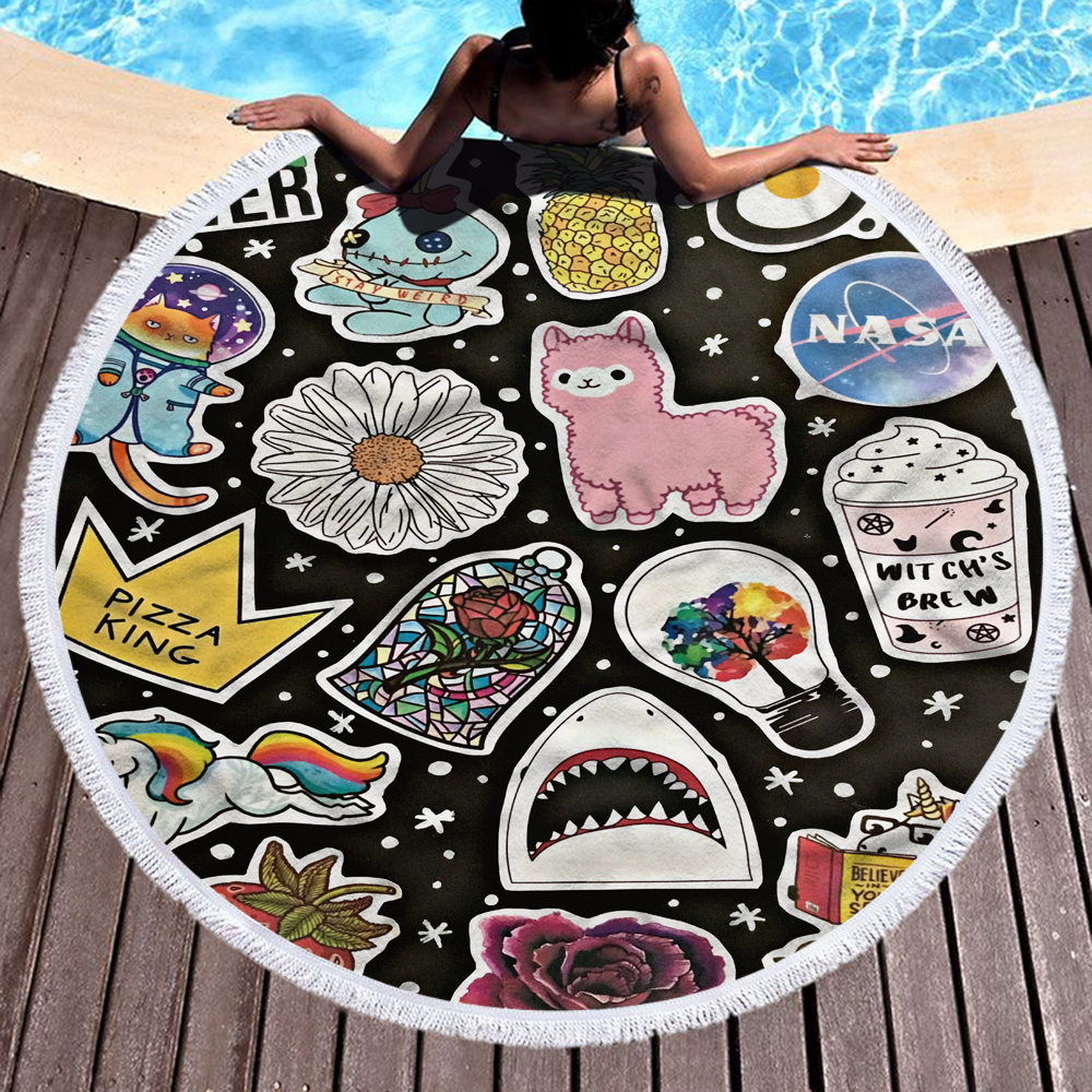 Happy Beach Journey Round Blanket 18