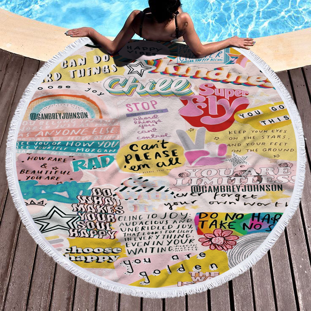 Happy Beach Journey Round Blanket 20
