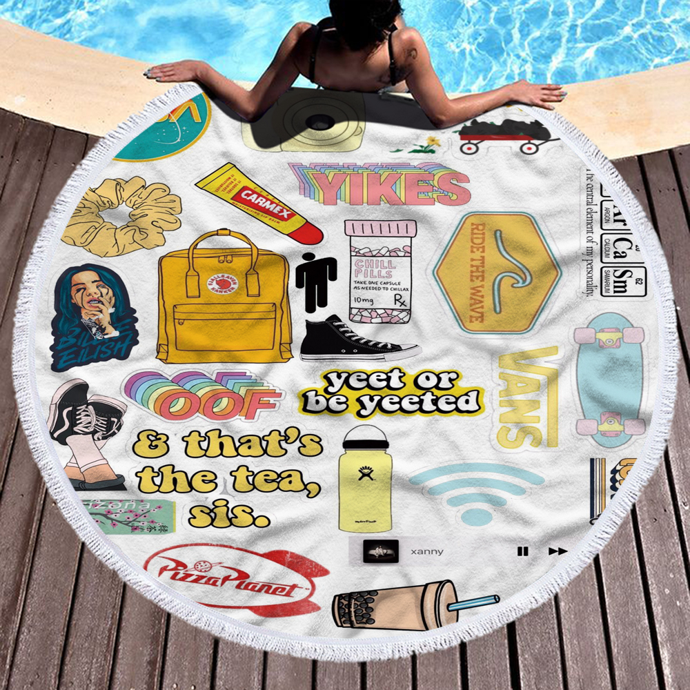 Happy Beach Journey Round Blanket 22