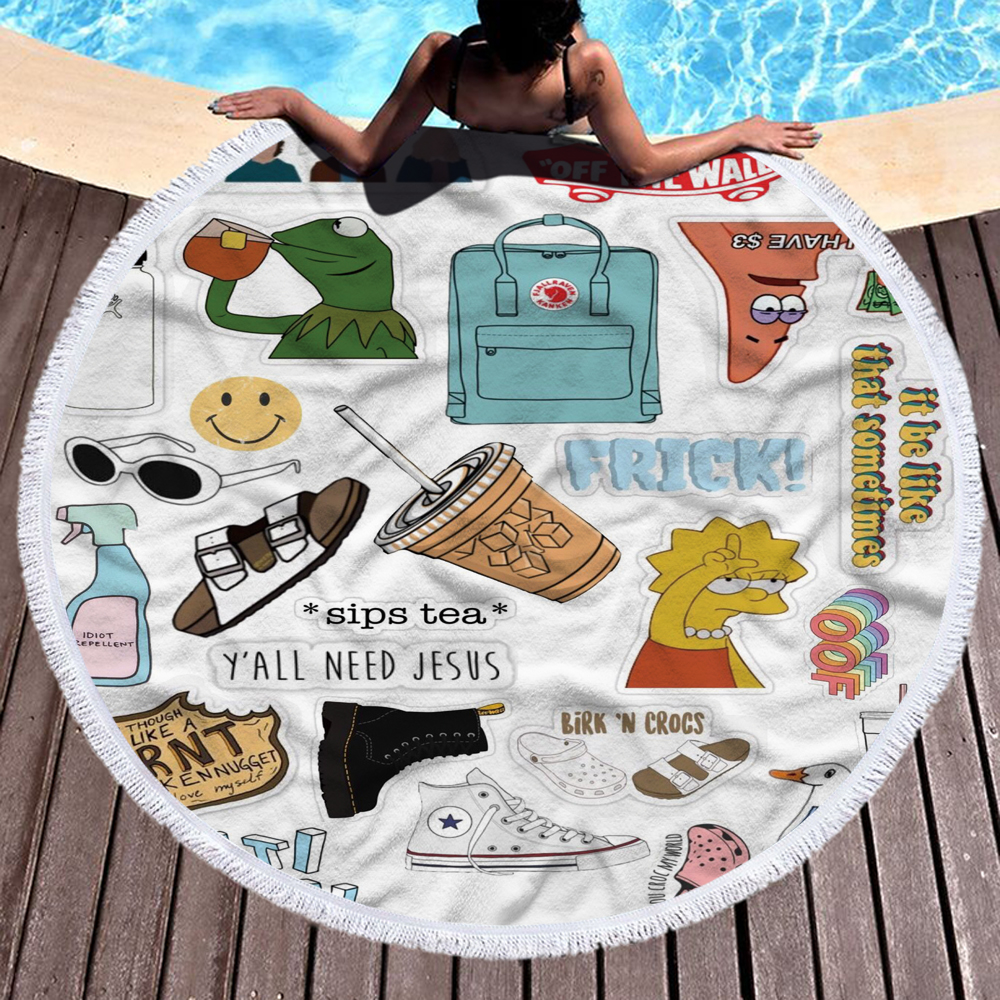 Happy Beach Journey Round Blanket 23