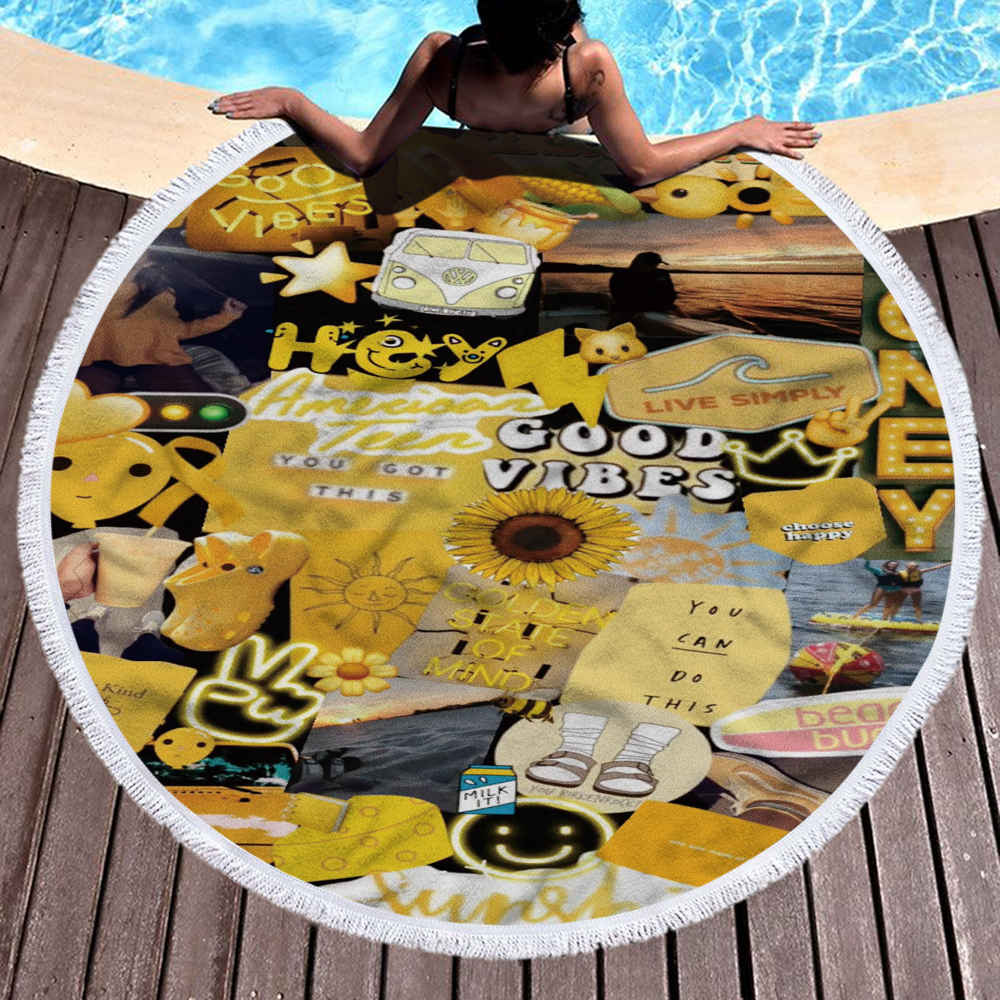 Happy Beach Journey Round Blanket 3