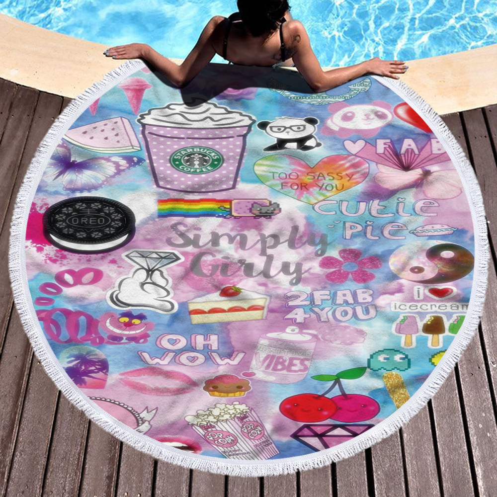 Happy Beach Journey Round Blanket 31