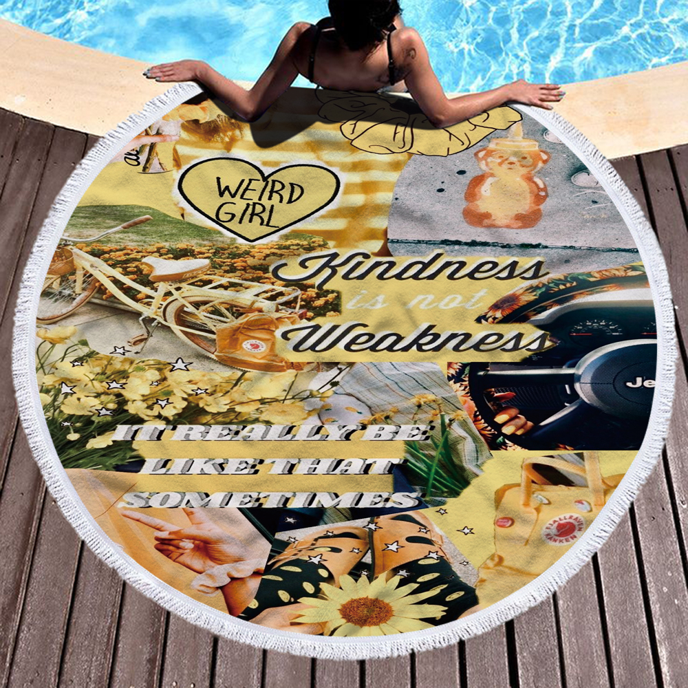 Happy Beach Journey Round Blanket 39