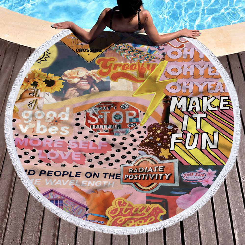 Happy Beach Journey Round Blanket 6