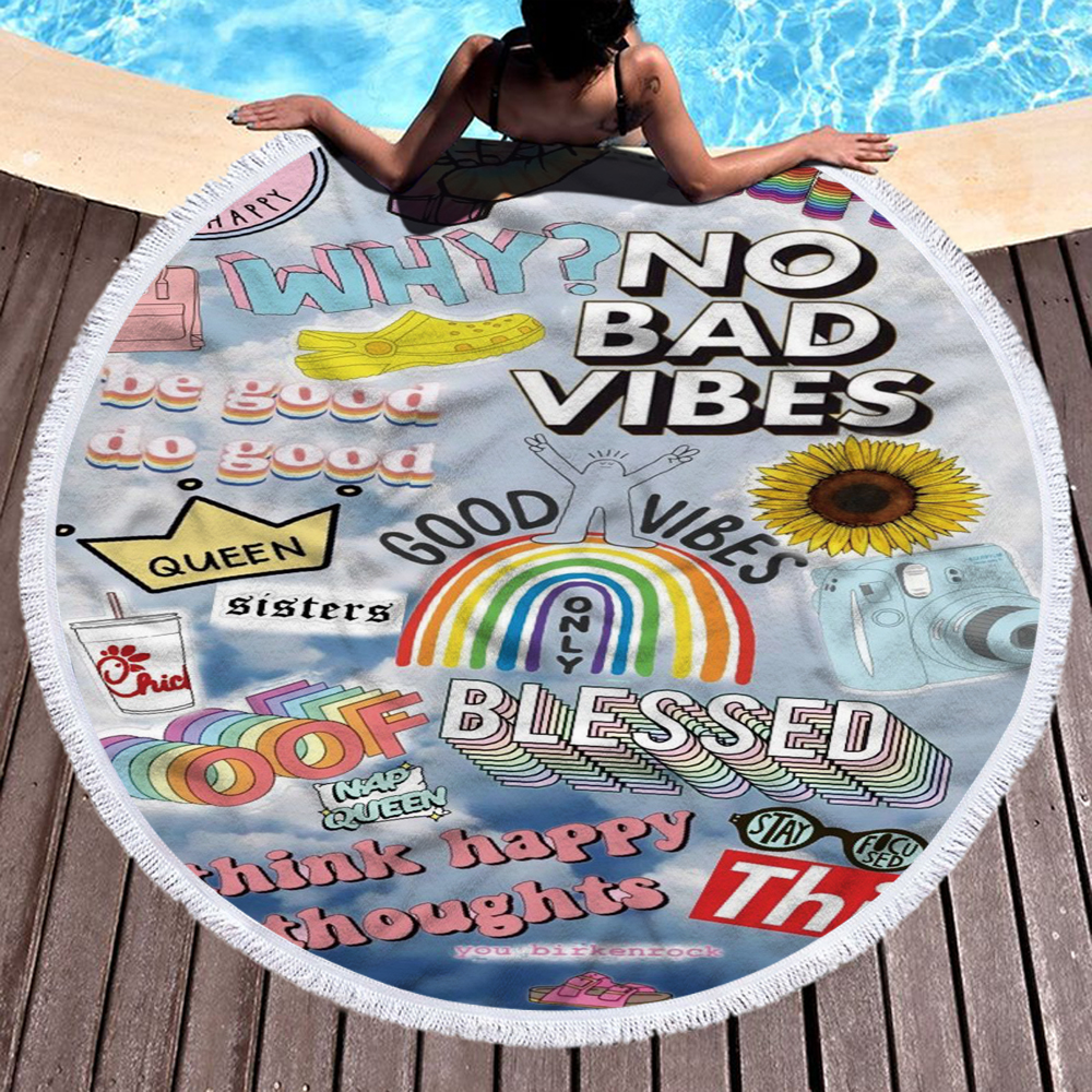 Happy Beach Journey Round Blanket 9