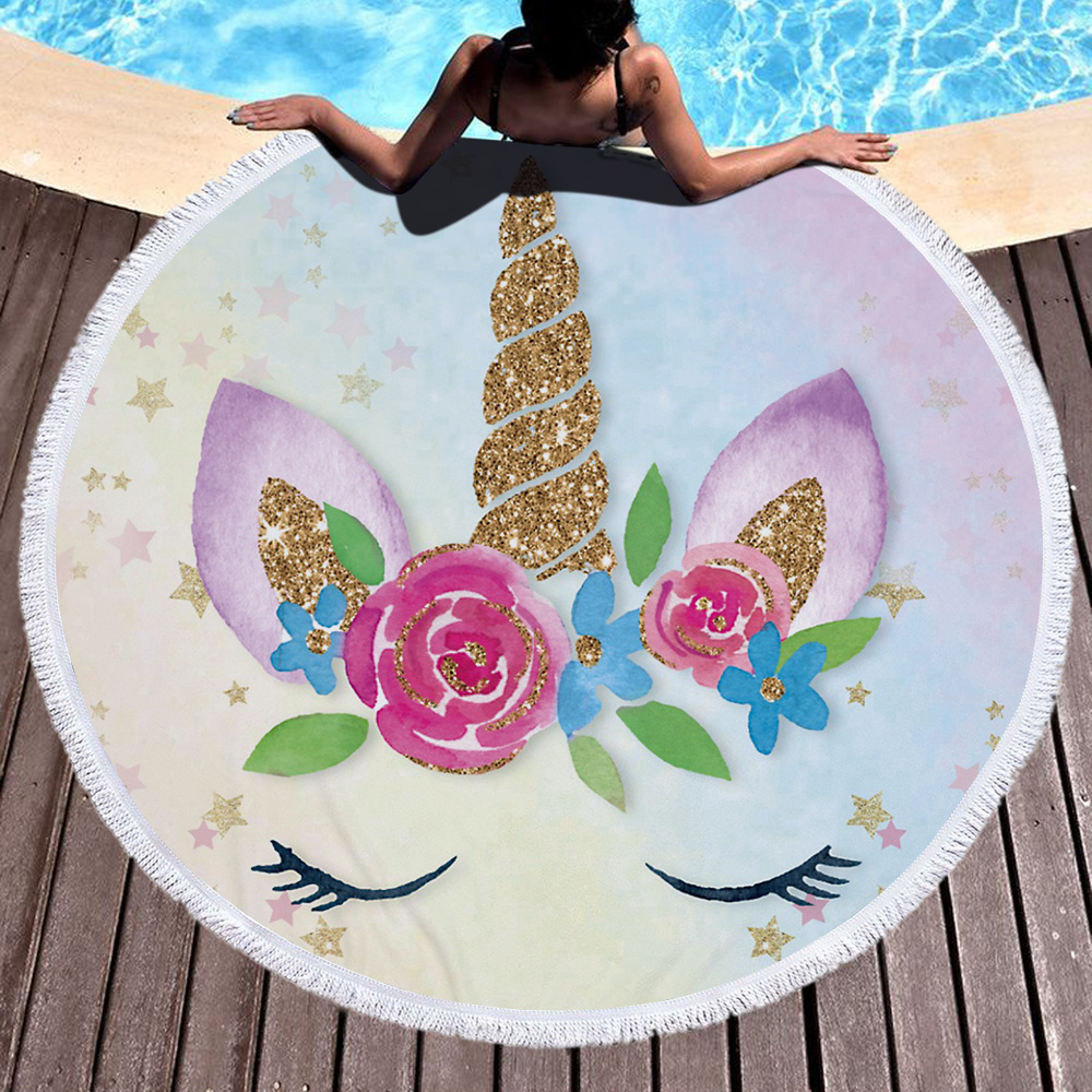 Horn of the Unicorn Round Beach Towel 10 Horn of the Unicorn Round Beach Towel 18