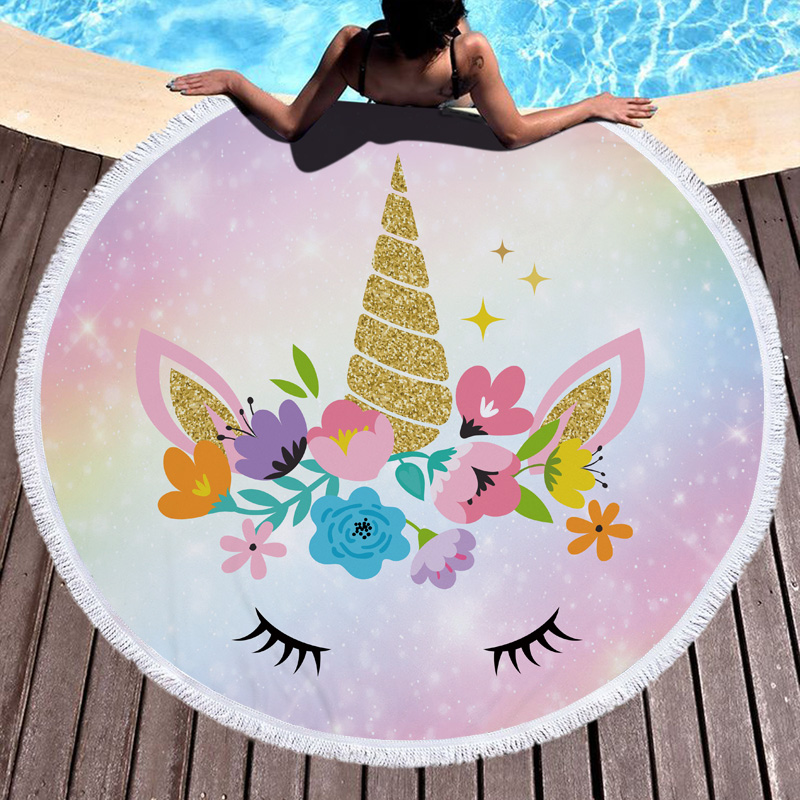 Horn of the Unicorn Round Beach Towel 2 Horn of the Unicorn Round Beach Towel 2
