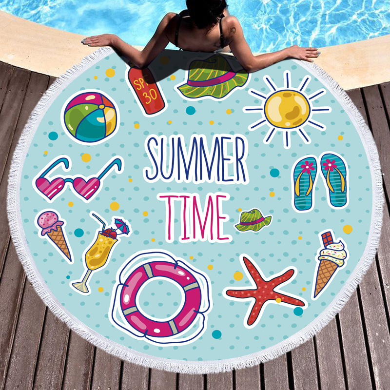 I LOVE SUMMER ROUND BEACH TOWEL 2
