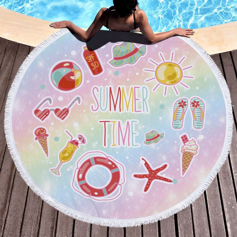 I LOVE SUMMER ROUND BEACH TOWEL 3