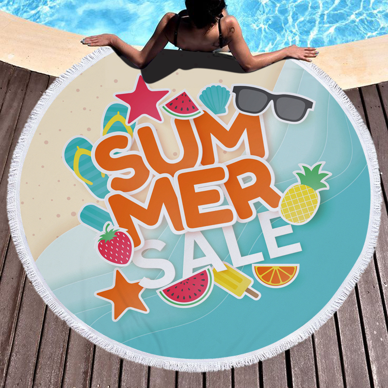 I LOVE SUMMER ROUND BEACH TOWEL 9