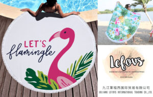 Let's Flamingle Round Beach Towel