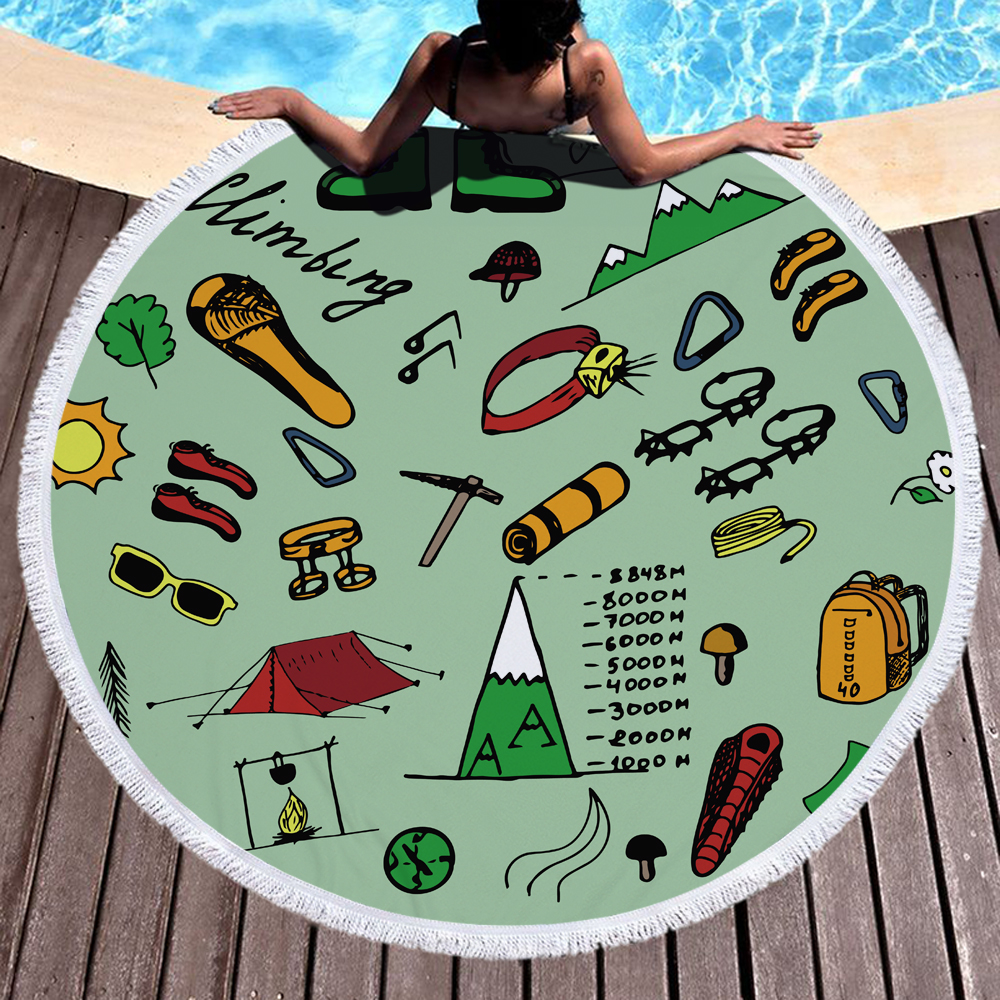 Lets Go Camping Round Towel Blanket 7