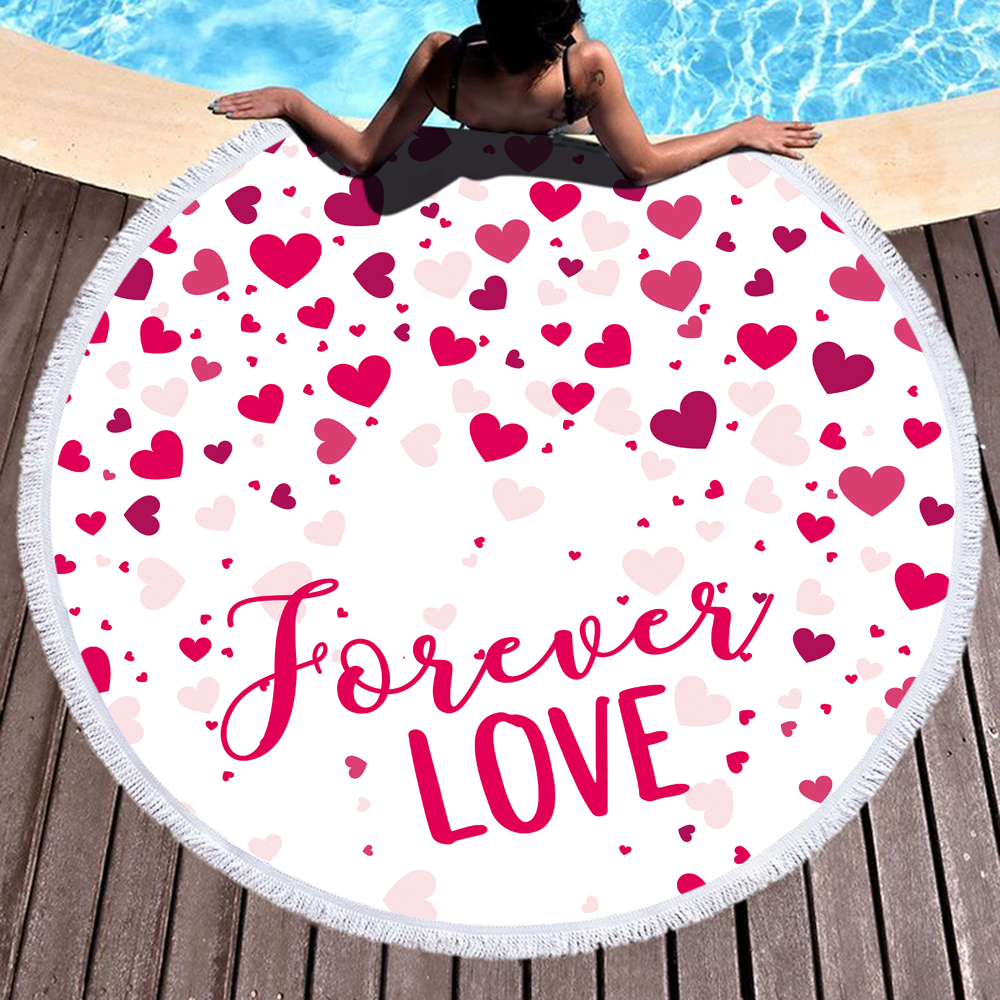 Love And Sweetheart Round Beach Towel 10