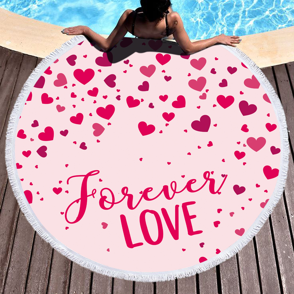 Love And Sweetheart Round Beach Towel 11
