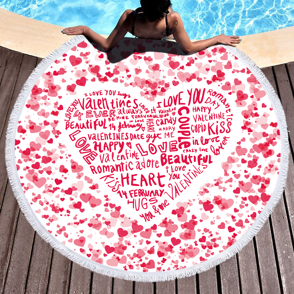 Love And Sweetheart Round Beach Towel 14