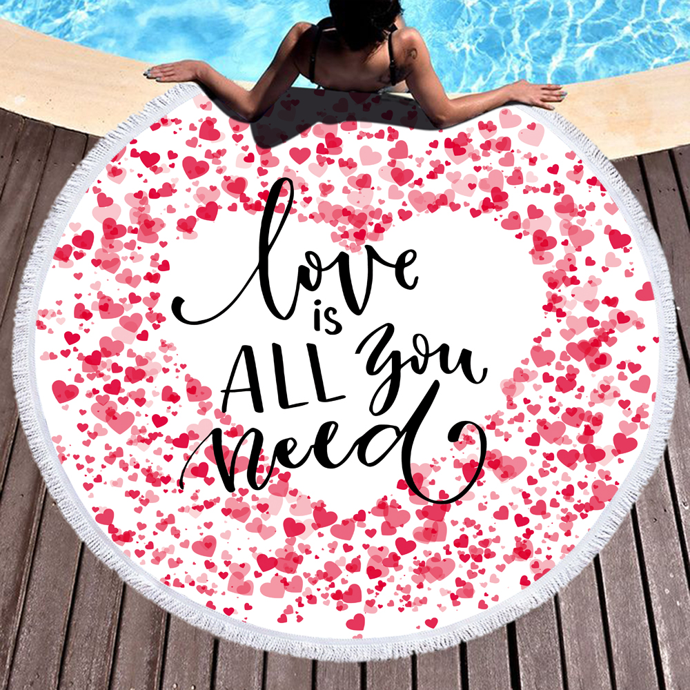 Love And Sweetheart Round Beach Towel 16