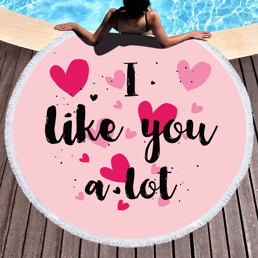 Love And Sweetheart Round Beach Towel 17