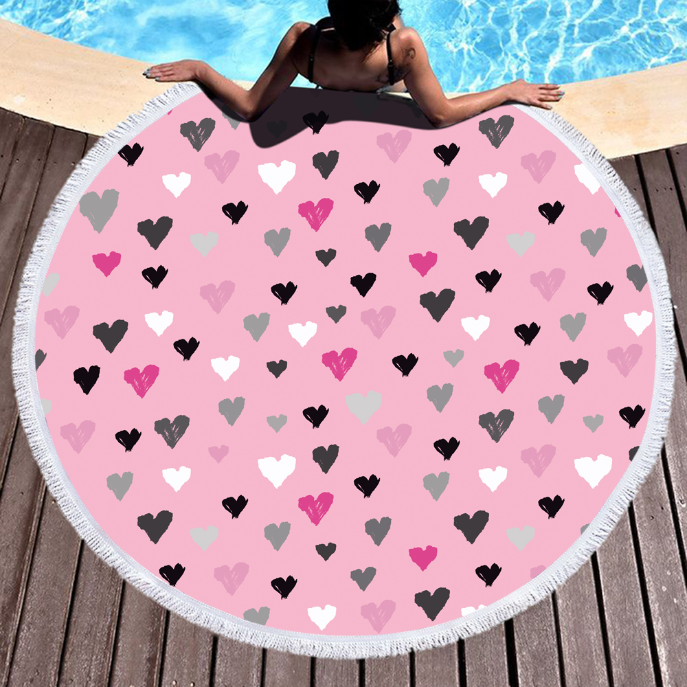 Love And Sweetheart Round Beach Towel 19