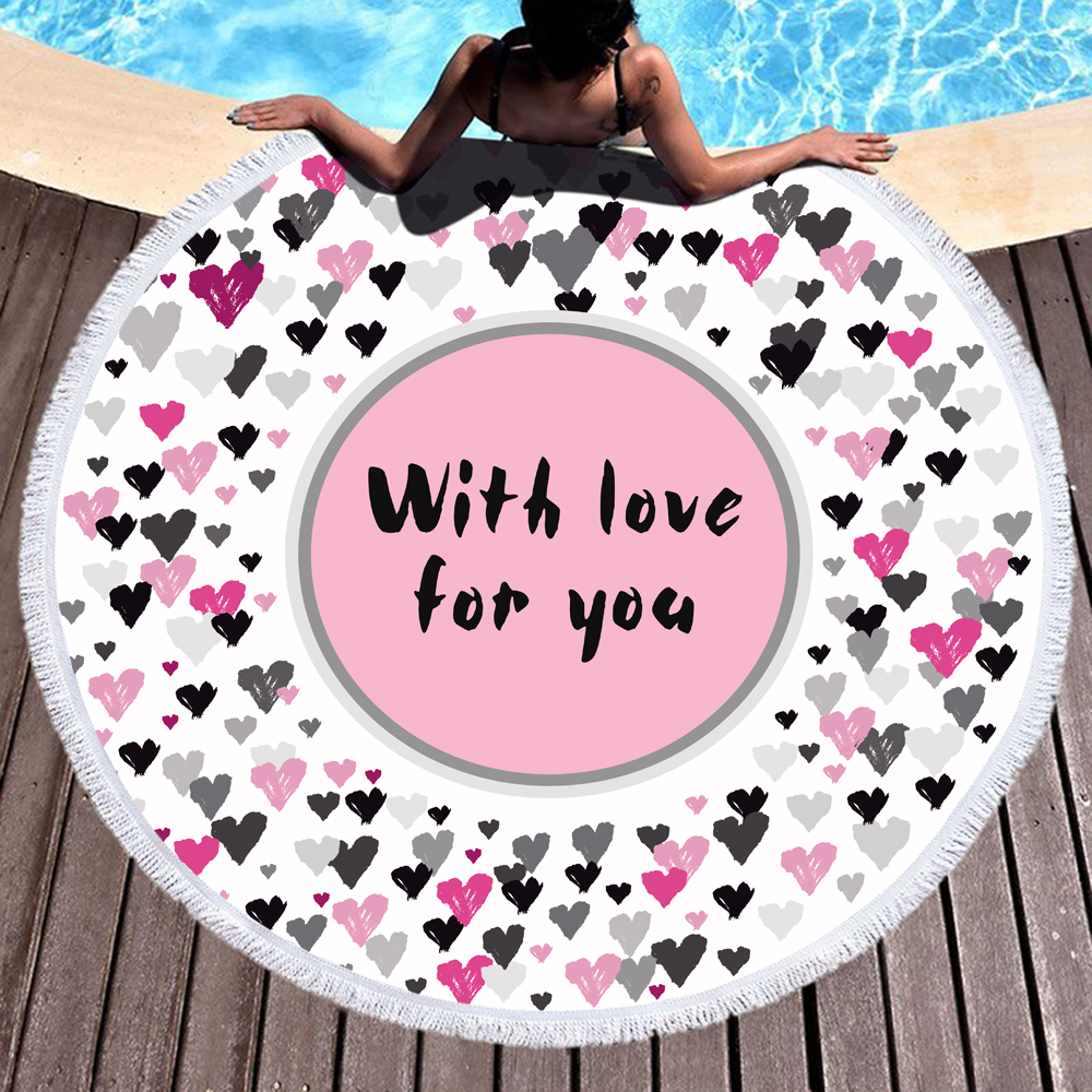 Love And Sweetheart Round Beach Towel 20