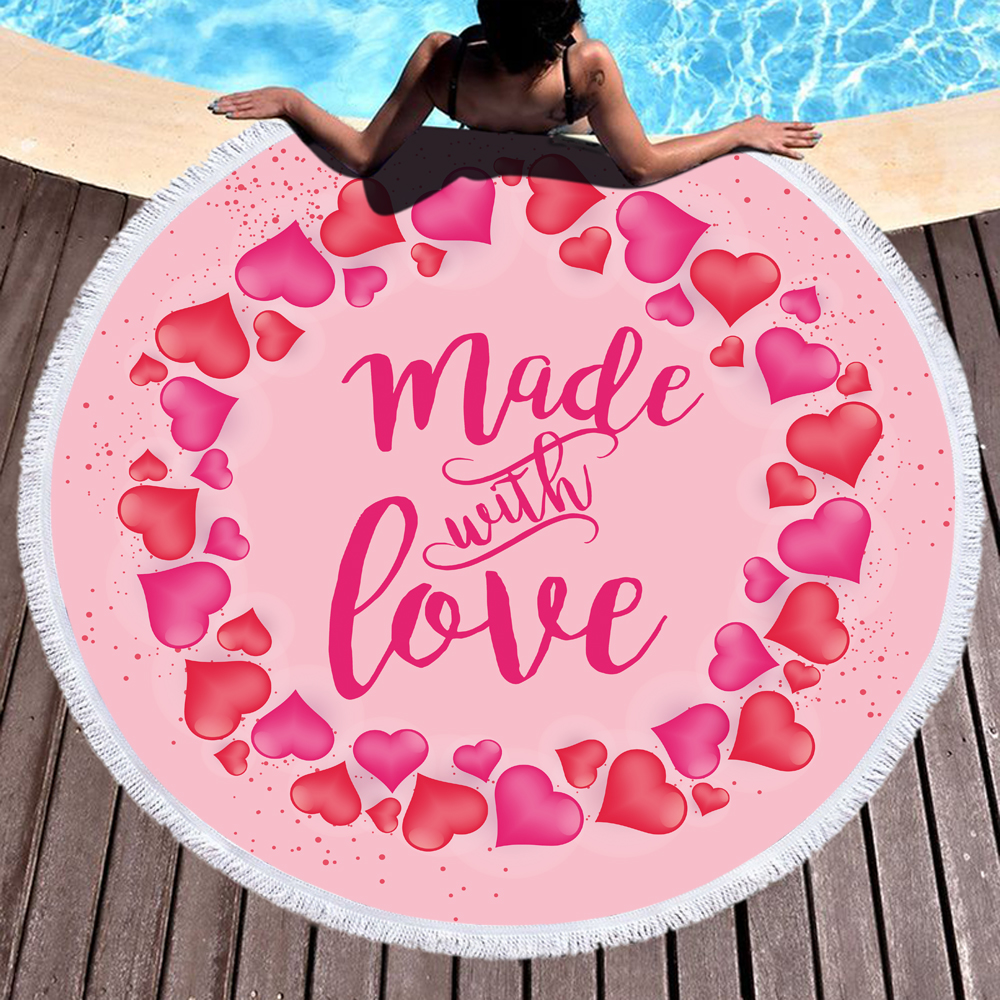 Love And Sweetheart Round Beach Towel 4