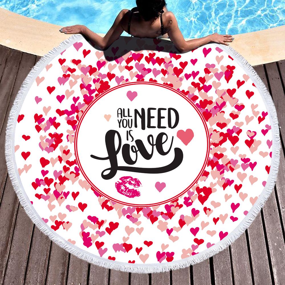Love And Sweetheart Round Beach Towel 5