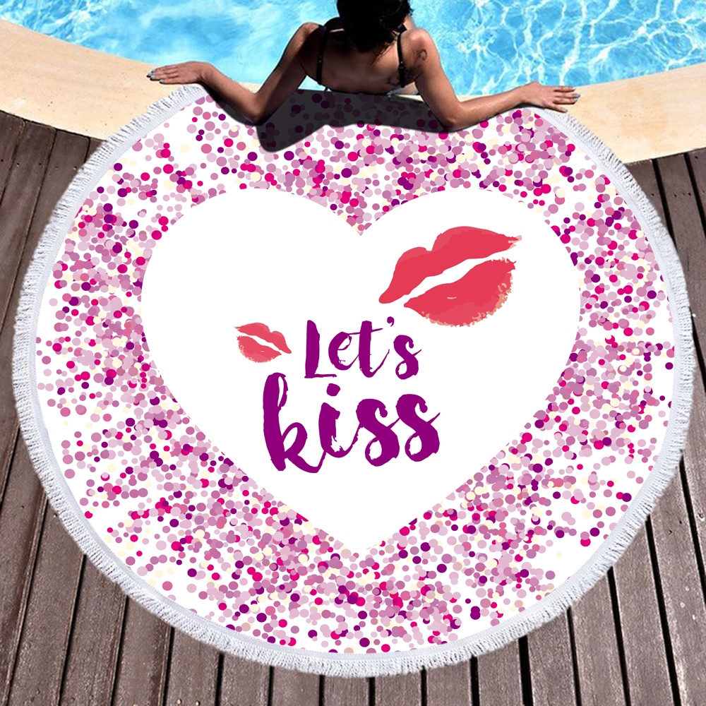 Love And Sweetheart Round Beach Towel 7