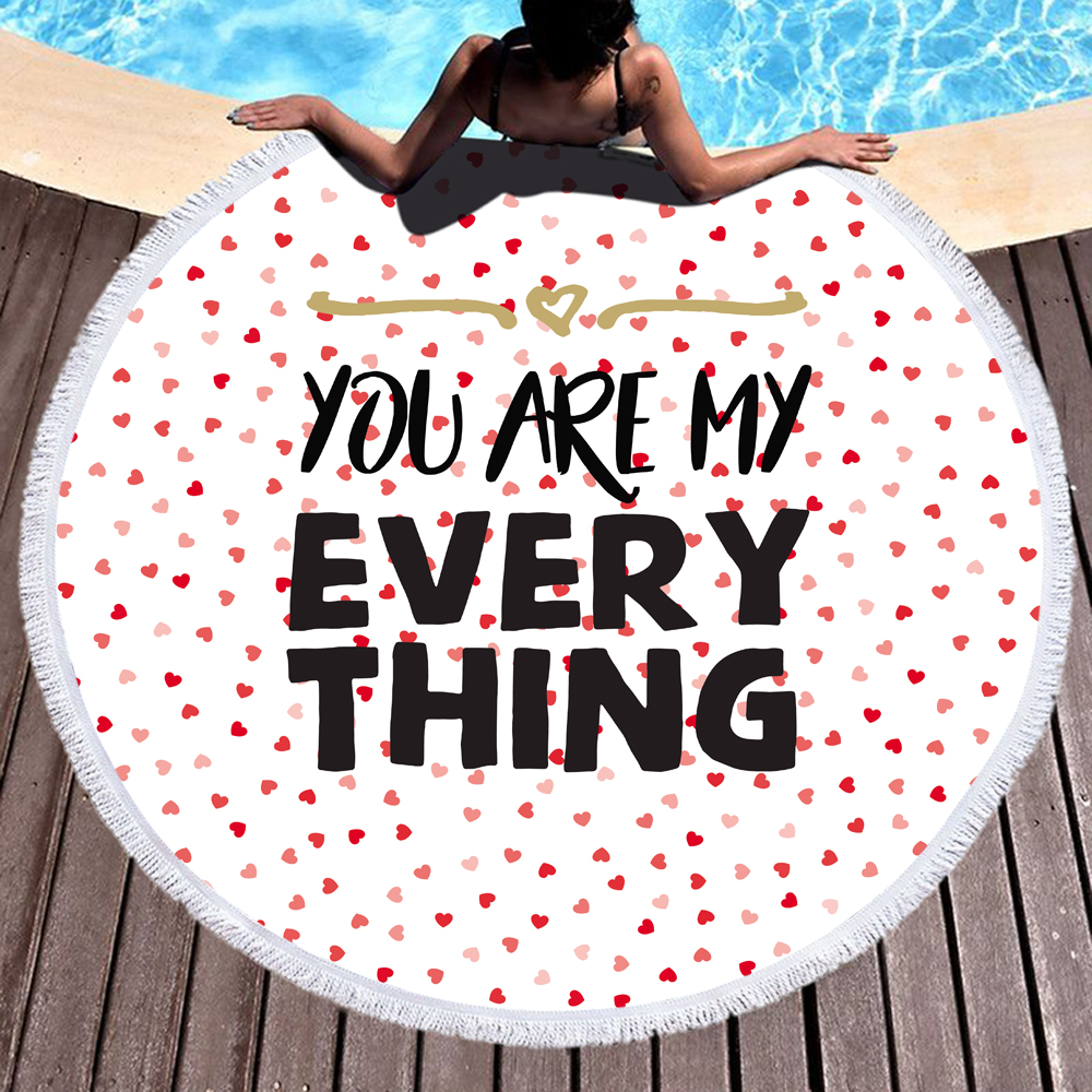 Love And Sweetheart Round Beach Towel 8