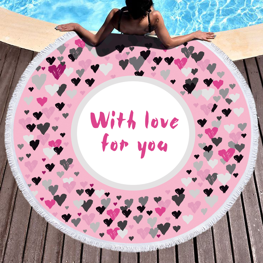Love And Sweetheart Round Beach Towel 9