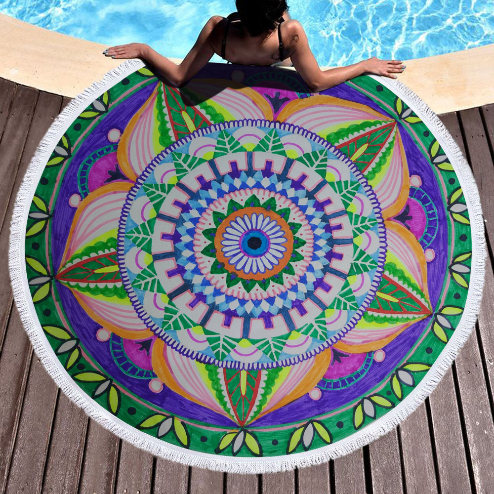 Mandala Round Beach Towel 11