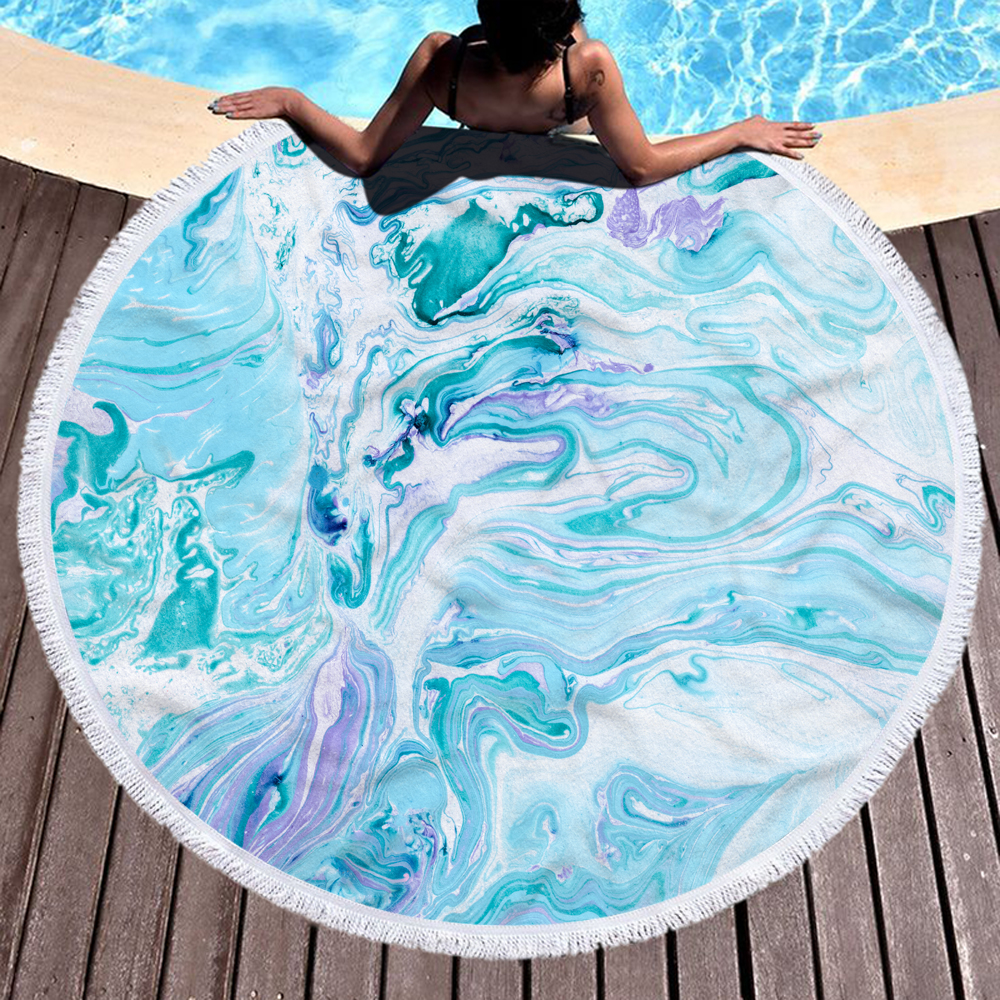 Marble Gilt Round Beach Towel With Fringes 22 Marble Gilt Round Beach Towel With Fringes 21