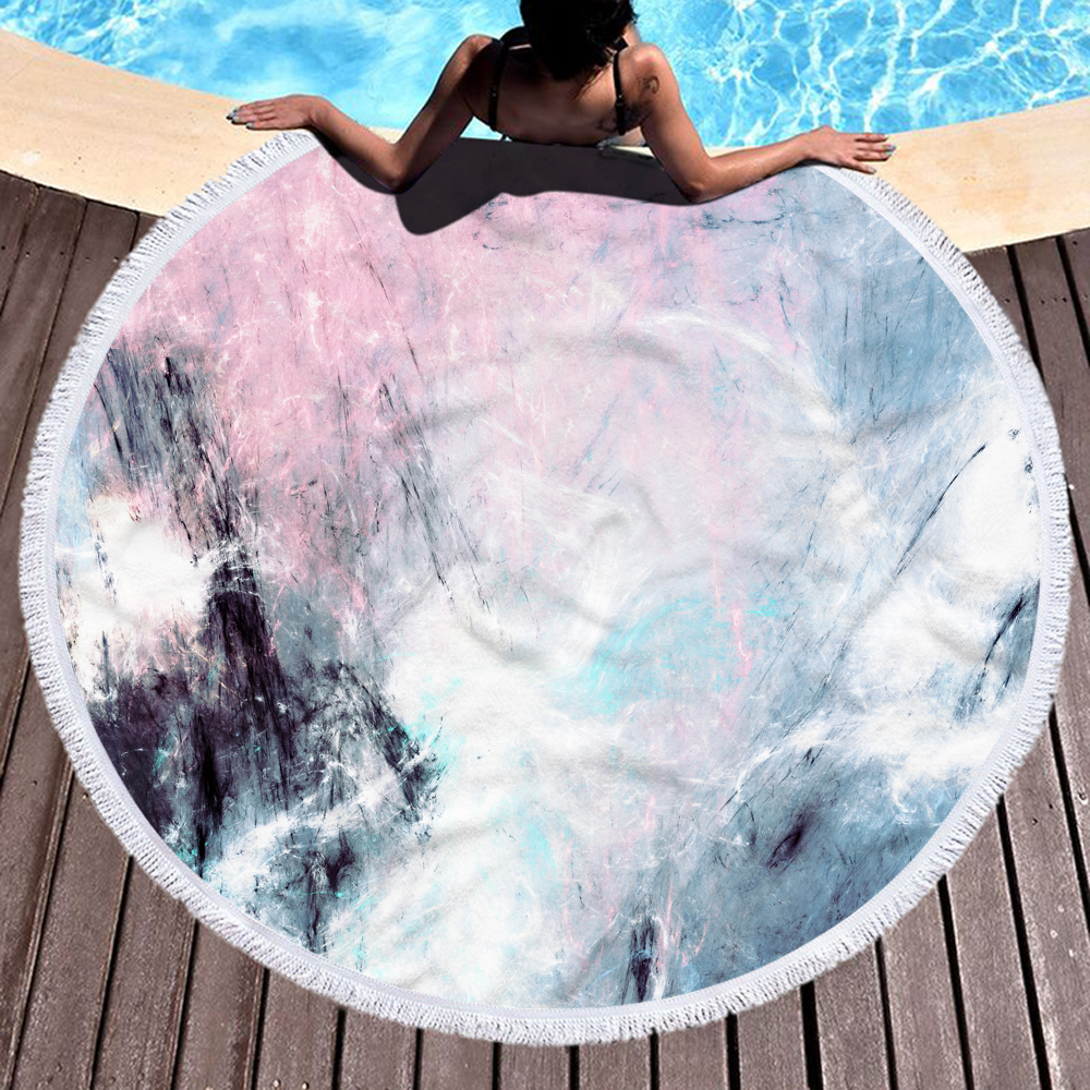Marble Gilt Round Beach Towel With Fringes 23 Marble Gilt Round Beach Towel With Fringes 22