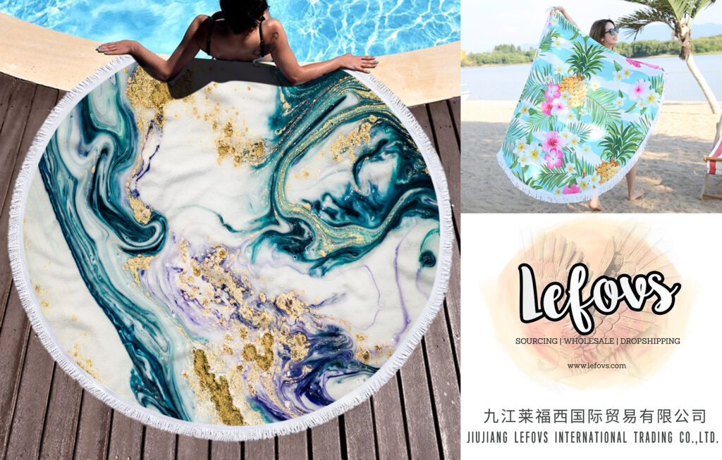 Marble Gilt Round Beach Towel With Fringes 1 Marble Gilt Round Beach Towel With Fringes (8)