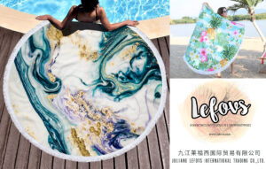 Marble Gilt Round Beach Towel With Fringes (8)