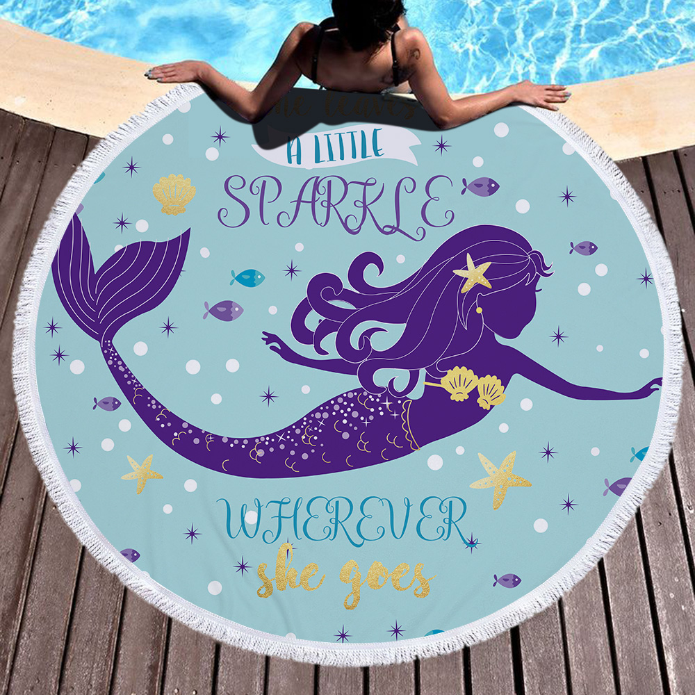 Mermaid Round Beach Towel For Women 2
