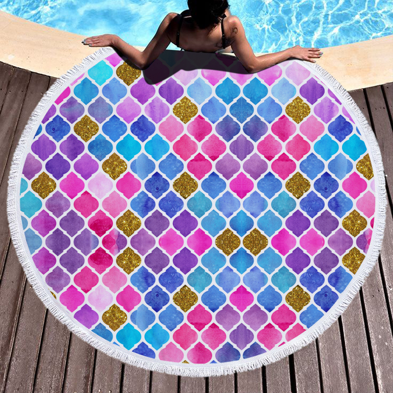 Mermaid Scales Round Beach Towel 1