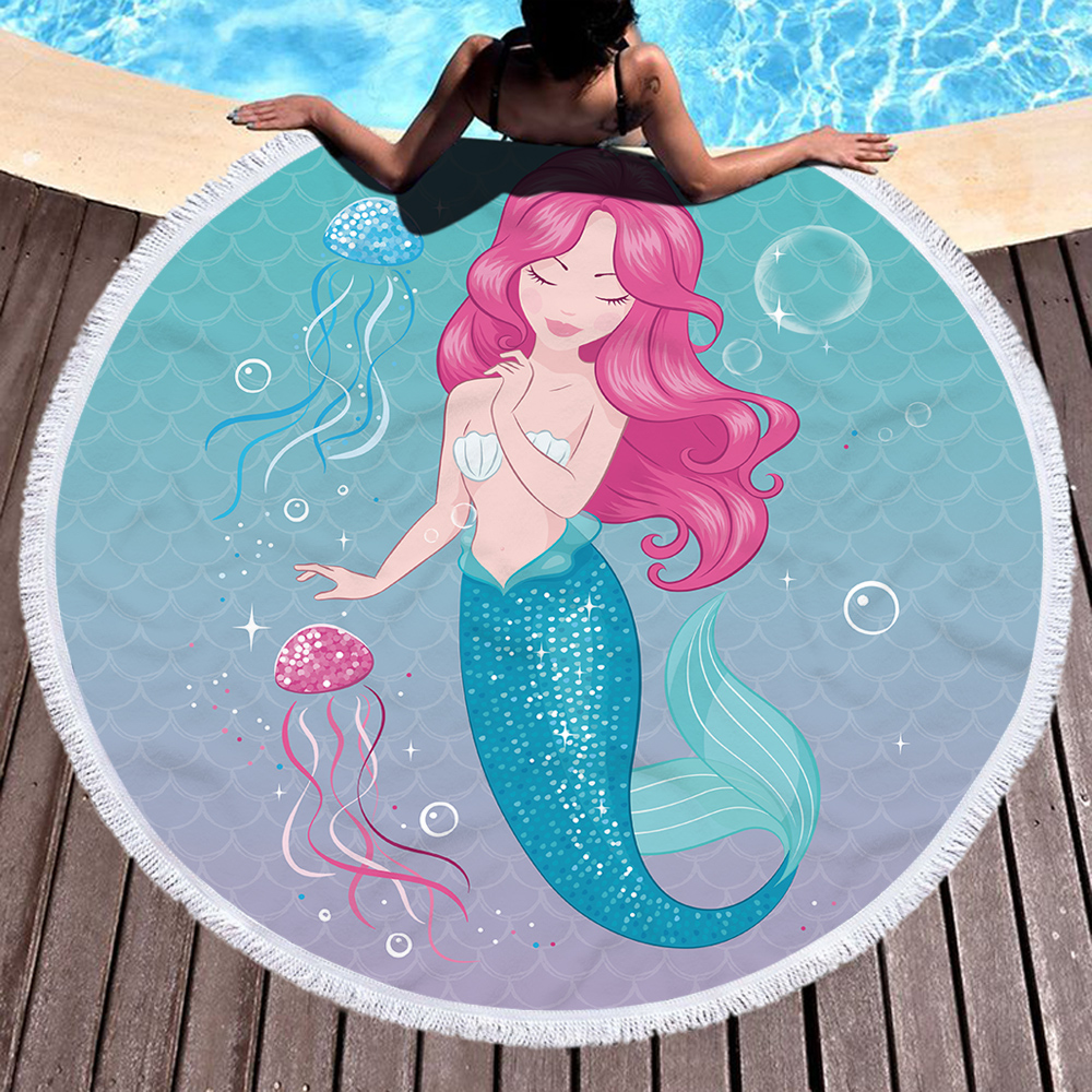Mermaid Scales Round Beach Towel 10