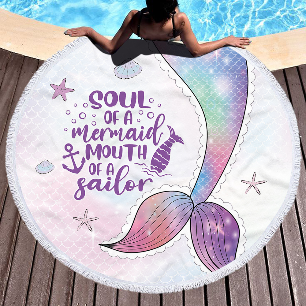 Mermaid Scales Round Beach Towel 14