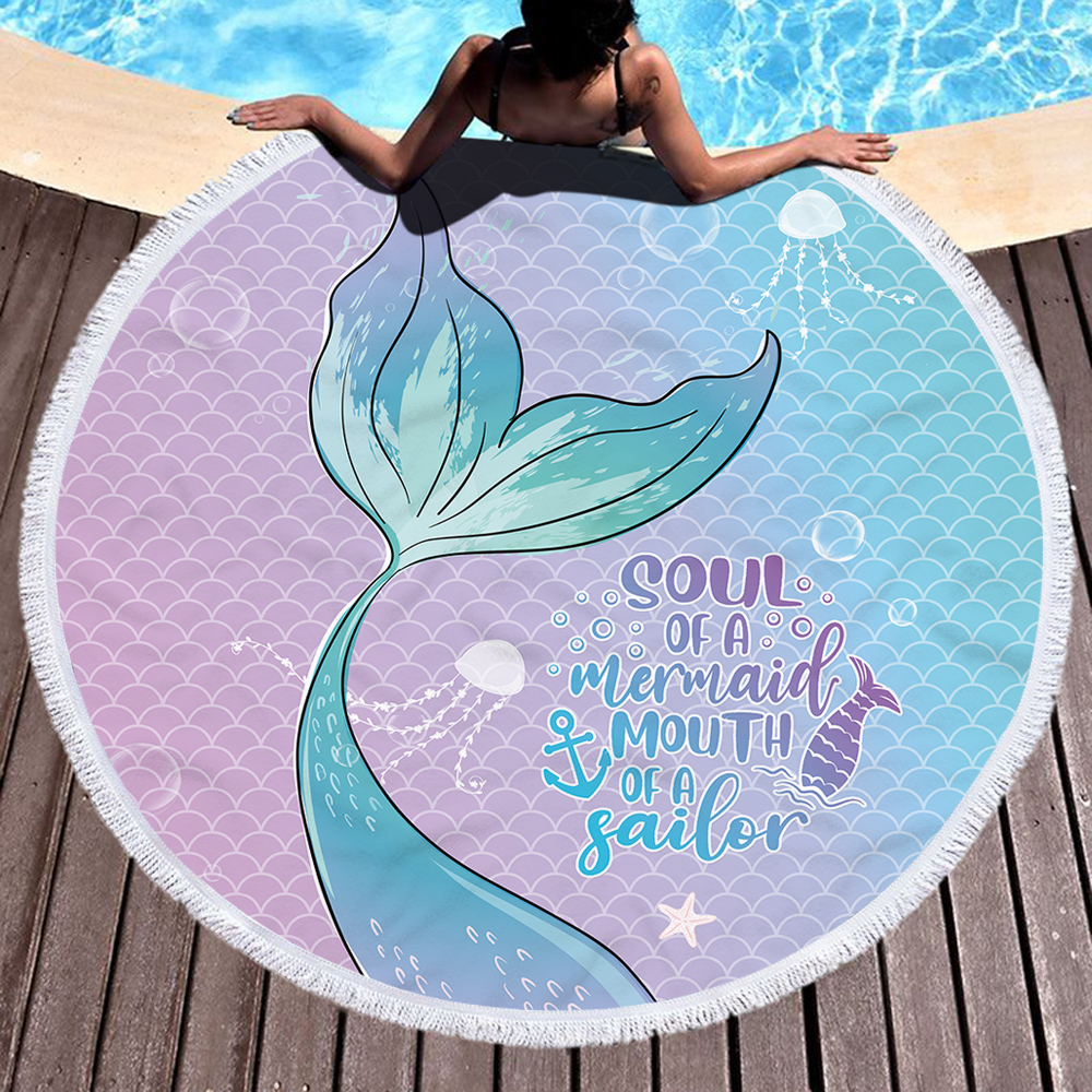 Mermaid Scales Round Beach Towel 18