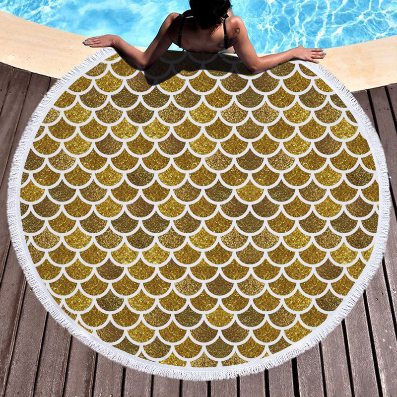 Mermaid Scales Round Beach Towel 2